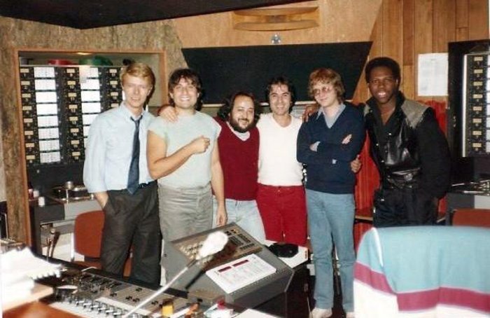Nile Rodgers and David Bowie during the recording of Let's Dance at Mountain Studios