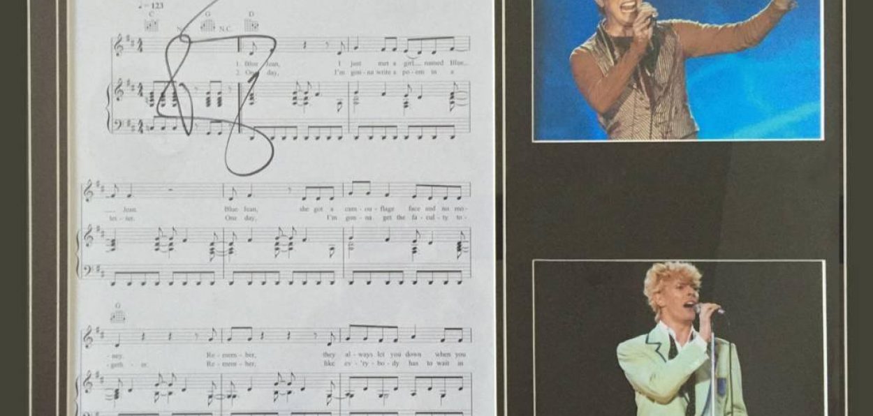 David Bowie Blue Jean signed sheet music to be auctioned