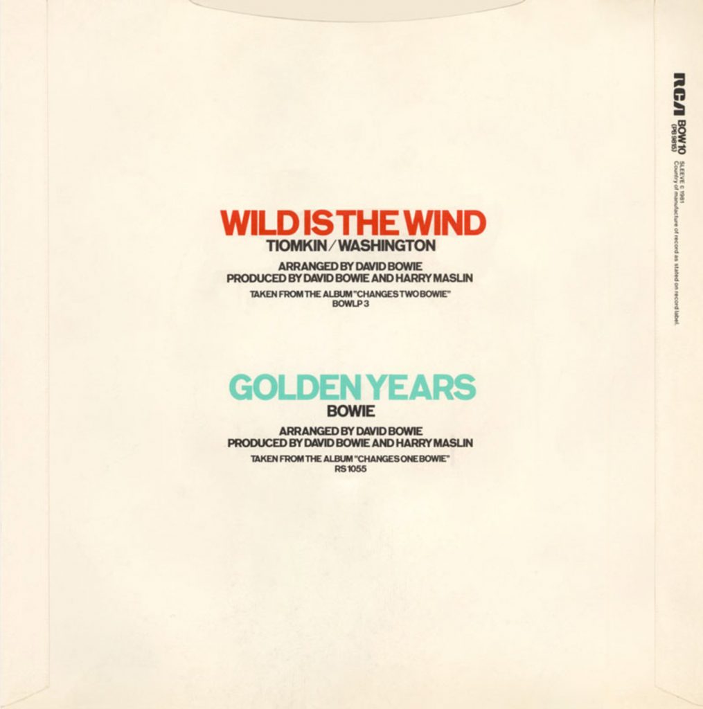 Wild Is The Wind by David Bowie, 1981 single back cover